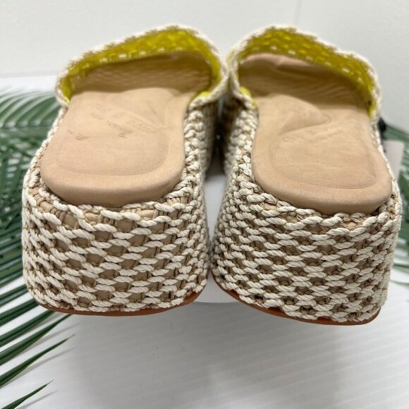 Rag & Bone Logan Cream/Yellow Crochet Flatform Wedge Slide Sandals Size 38 - Picture 6 of 11